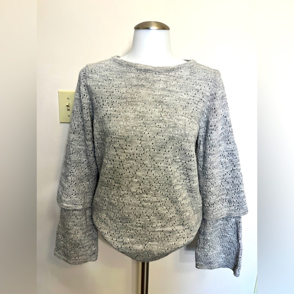 Elisabetta Collection Grey Alpaca Wool Sweater, Sz S